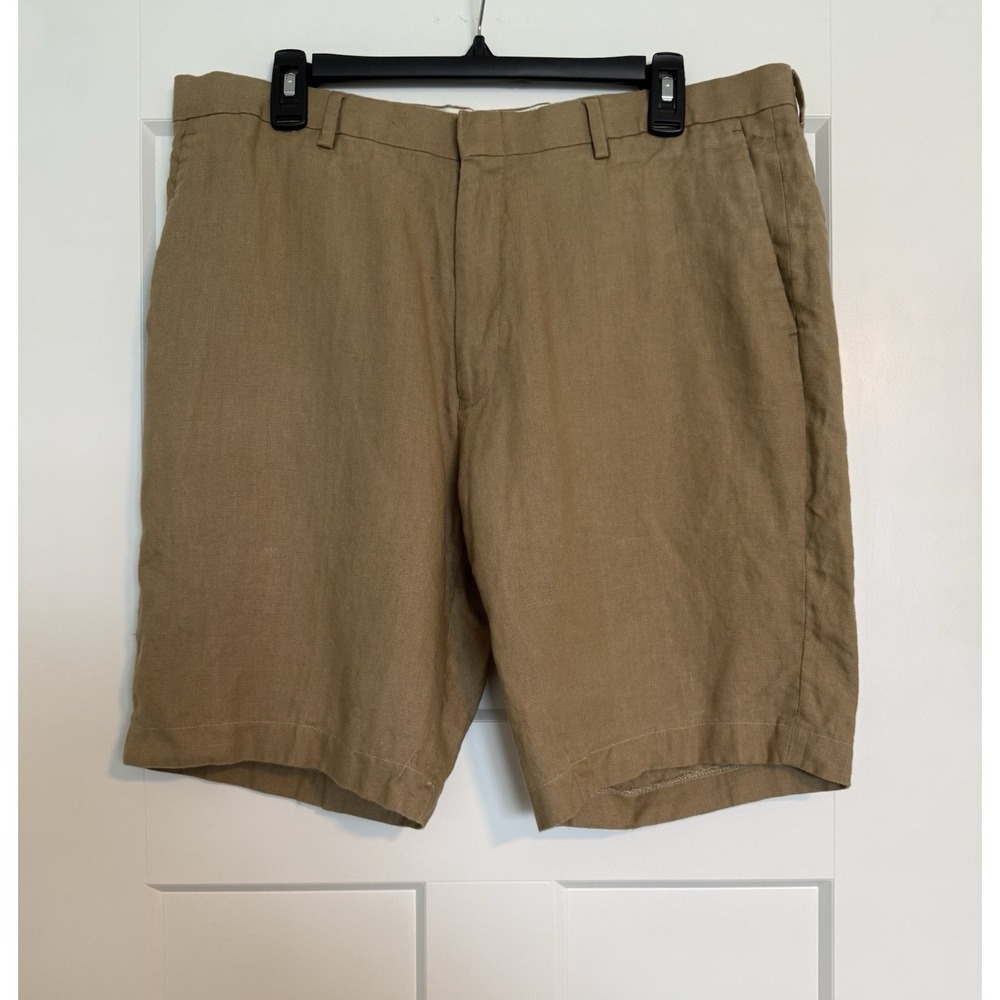 J.Crew Men's 36 Linen Shorts Khaki Tan 9" Inseam Classic Chino Preppy Dressy